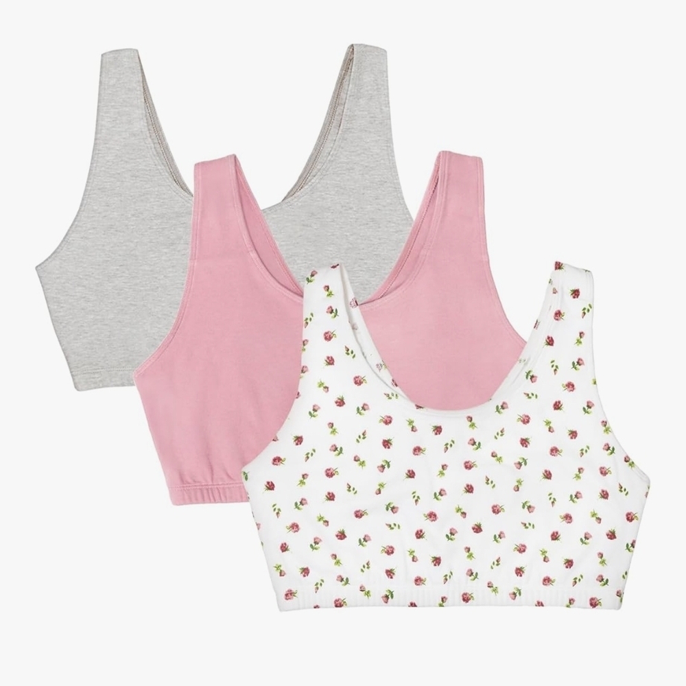 Fruit of the Loom Gray Sports Bra 3 Pack Set Sz 34 NIP